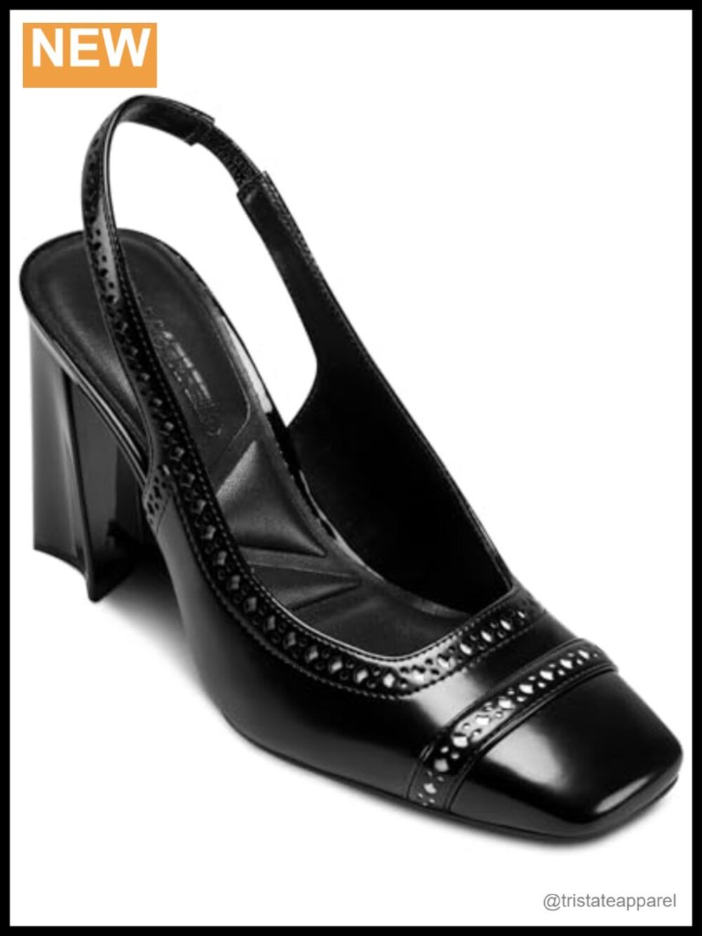 Slingback Pump Closed Toe Block Heel Leather Party Shoe